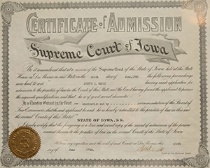 Certificate of Admission